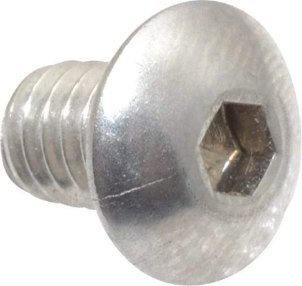 Value Collection - #8-32 UNC Hex Socket Drive, Button Screw - Grade 18-8 Stainless Steel, Uncoated, Fully Threaded, 1/4" Length Under Head - Eagle Tool & Supply