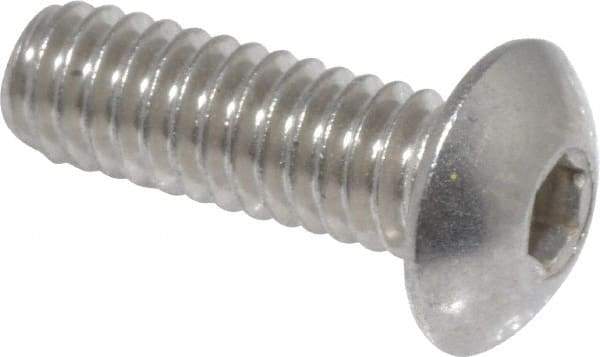 Value Collection - #8-32 UNC Hex Socket Drive, Button Screw - Grade 18-8 Stainless Steel, Uncoated, Fully Threaded, 1/2" Length Under Head - Eagle Tool & Supply