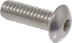 Value Collection - #8-32 UNC Hex Socket Drive, Button Screw - Grade 18-8 Stainless Steel, Uncoated, Fully Threaded, 1/2" Length Under Head - Eagle Tool & Supply