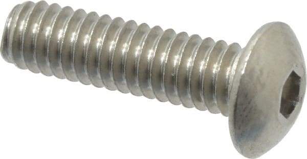 Value Collection - #8-32 UNC Hex Socket Drive, Button Screw - Grade 18-8 Stainless Steel, Uncoated, Fully Threaded, 5/8" Length Under Head - Eagle Tool & Supply