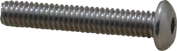 Value Collection - #8-32 UNC Hex Socket Drive, Button Screw - Grade 18-8 Stainless Steel, Uncoated, Fully Threaded, 1" Length Under Head - Eagle Tool & Supply