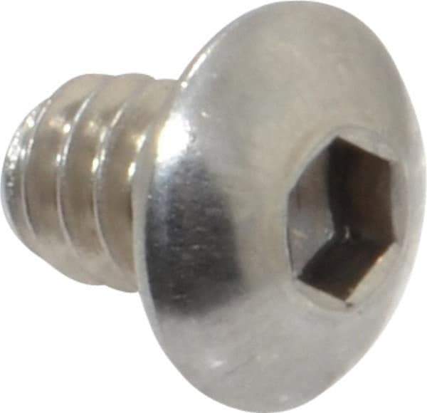Value Collection - #10-24 UNC Hex Socket Drive, Button Screw - Grade 18-8 Stainless Steel, Uncoated, Fully Threaded, 1/4" Length Under Head - Eagle Tool & Supply