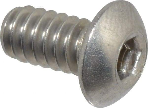 Value Collection - #10-24 UNC Hex Socket Drive, Button Screw - Grade 18-8 Stainless Steel, Uncoated, Fully Threaded, 3/8" Length Under Head - Eagle Tool & Supply