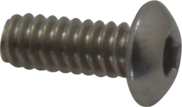 Value Collection - #10-24 UNC Hex Socket Drive, Button Screw - Grade 18-8 Stainless Steel, Uncoated, Fully Threaded, 1/2" Length Under Head - Eagle Tool & Supply