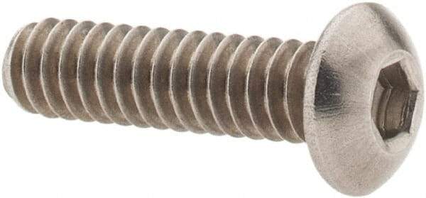 Value Collection - #10-24 UNC Hex Socket Drive, Button Screw - Grade 18-8 Stainless Steel, Uncoated, Fully Threaded, 3/4" Length Under Head - Eagle Tool & Supply