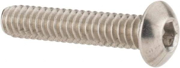 Value Collection - #10-24 UNC Hex Socket Drive, Button Screw - Grade 18-8 Stainless Steel, Uncoated, Fully Threaded, 1" Length Under Head - Eagle Tool & Supply