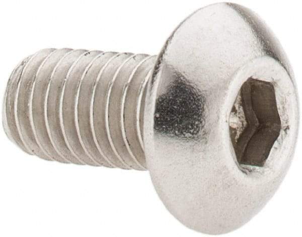 Value Collection - #10-32 UNF Hex Socket Drive, Button Screw - Grade 18-8 Stainless Steel, Uncoated, Fully Threaded, 3/8" Length Under Head - Eagle Tool & Supply
