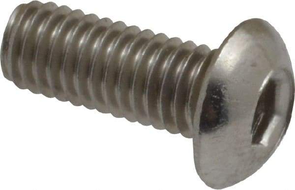 Value Collection - #10-32 UNF Hex Socket Drive, Button Screw - Grade 18-8 Stainless Steel, Uncoated, Fully Threaded, 1/2" Length Under Head - Eagle Tool & Supply