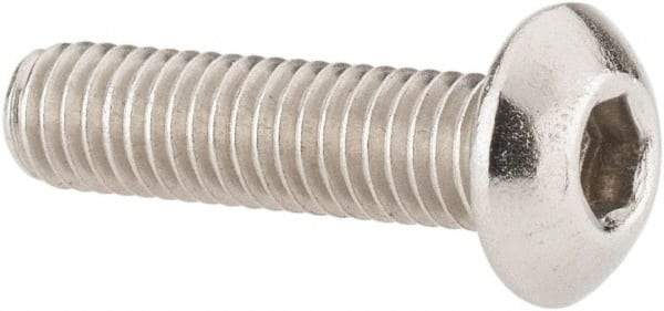 Value Collection - #10-32 UNF Hex Socket Drive, Button Screw - Grade 18-8 Stainless Steel, Uncoated, Fully Threaded, 3/4" Length Under Head - Eagle Tool & Supply