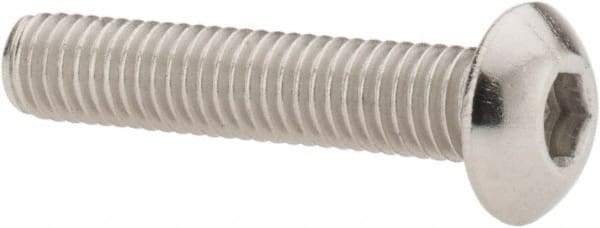 Value Collection - #10-32 UNF Hex Socket Drive, Button Screw - Grade 18-8 Stainless Steel, Uncoated, Fully Threaded, 1" Length Under Head - Eagle Tool & Supply