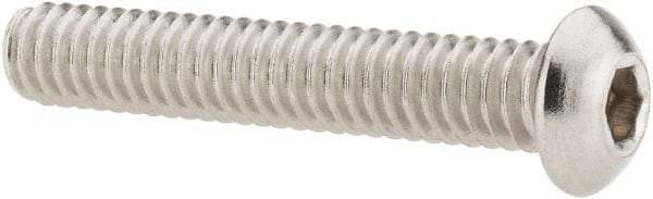 Value Collection - 1/4-20 UNC Hex Socket Drive, Button Screw - Grade 18-8 Stainless Steel, 1-1/2" Length Under Head - Eagle Tool & Supply