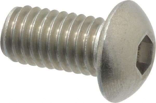 Value Collection - 3/8-16 UNC Hex Socket Drive, Button Screw - Grade 18-8 Stainless Steel, 3/4" Length Under Head - Eagle Tool & Supply