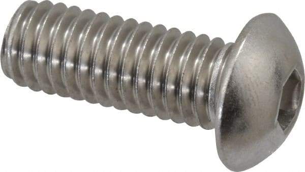 Value Collection - 3/8-16 UNC Hex Socket Drive, Button Screw - Grade 18-8 Stainless Steel, 1" Length Under Head - Eagle Tool & Supply