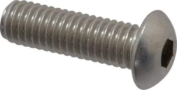 Value Collection - 3/8-16 UNC Hex Socket Drive, Button Screw - Grade 18-8 Stainless Steel, 1-1/4" Length Under Head - Eagle Tool & Supply