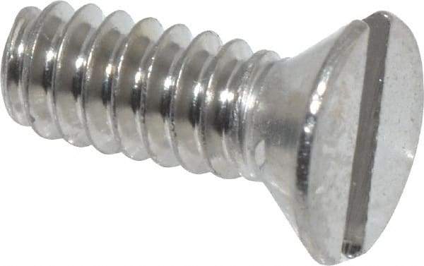 Value Collection - #6-32 UNC, 3/8" OAL Slotted Drive Machine Screw - Flat Head, Grade 18-8 Stainless Steel, Uncoated, Without Washer - Eagle Tool & Supply