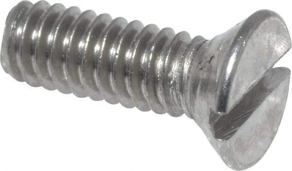 Value Collection - #8-32 UNC, 1/2" OAL Slotted Drive Machine Screw - Flat Head, Grade 18-8 Stainless Steel, Uncoated, Without Washer - Eagle Tool & Supply