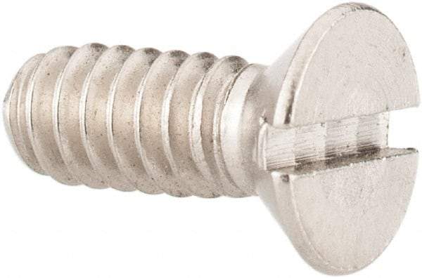 Value Collection - #10-24 UNC, 1/2" OAL Slotted Drive Machine Screw - Flat Head, Grade 18-8 Stainless Steel, Uncoated, Without Washer - Eagle Tool & Supply