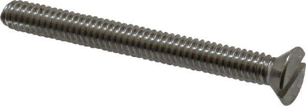 Value Collection - #10-24 UNC, 1-1/2" OAL Slotted Drive Machine Screw - Flat Head, Grade 18-8 Stainless Steel, Uncoated, Without Washer - Eagle Tool & Supply