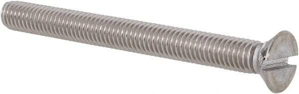 Value Collection - #10-32 UNF, 2" OAL Slotted Drive Machine Screw - Flat Head, Grade 18-8 Stainless Steel, Uncoated, Without Washer - Eagle Tool & Supply