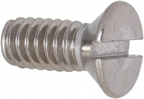 Value Collection - 1/4-20 UNC, 5/8" OAL Slotted Drive Machine Screw - Flat Head, Grade 18-8 Stainless Steel, Uncoated, Without Washer - Eagle Tool & Supply