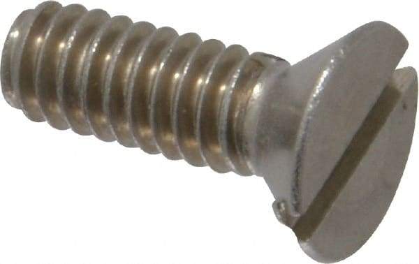 Value Collection - 1/4-20 UNC, 3/4" OAL Slotted Drive Machine Screw - Flat Head, Grade 18-8 Stainless Steel, Uncoated, Without Washer - Eagle Tool & Supply