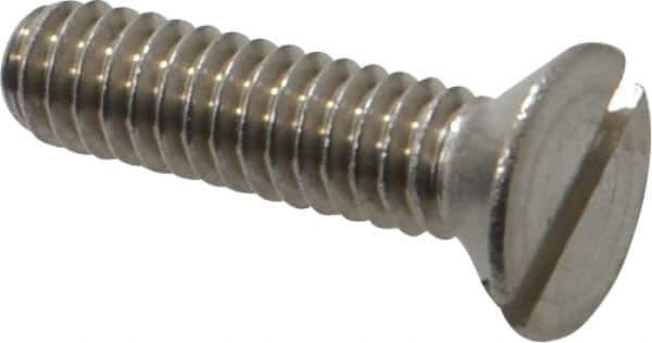 Value Collection - 1/4-20 UNC, 1" OAL Slotted Drive Machine Screw - Flat Head, Grade 18-8 Stainless Steel, Uncoated, Without Washer - Eagle Tool & Supply