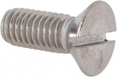 Value Collection - 3/8-16 UNC, 1" OAL Slotted Drive Machine Screw - Flat Head, Grade 18-8 Stainless Steel, Uncoated, Without Washer - Eagle Tool & Supply