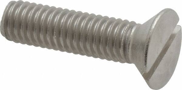 Value Collection - 3/8-16 UNC, 1-1/2" OAL Slotted Drive Machine Screw - Flat Head, Grade 18-8 Stainless Steel, Uncoated, Without Washer - Eagle Tool & Supply