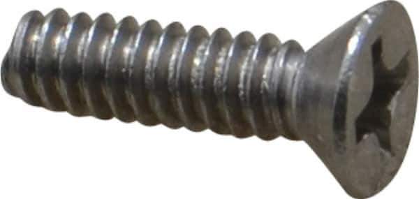 Value Collection - #6-32 UNC, 1/2" OAL Phillips Drive Machine Screw - Flat Head, Grade 18-8 Stainless Steel, Uncoated, Without Washer - Eagle Tool & Supply