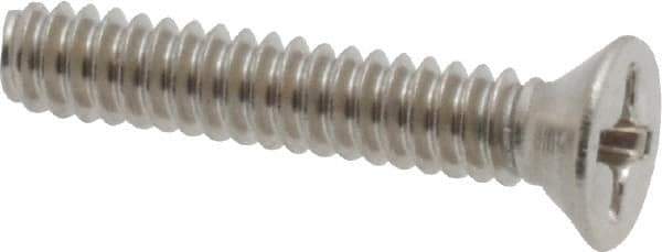 Value Collection - #6-32 UNC, 3/4" OAL Phillips Drive Machine Screw - Flat Head, Grade 18-8 Stainless Steel, Uncoated, Without Washer - Eagle Tool & Supply