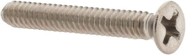 Value Collection - #6-32 UNC, 1" OAL Phillips Drive Machine Screw - Flat Head, Grade 18-8 Stainless Steel, Uncoated, Without Washer - Eagle Tool & Supply