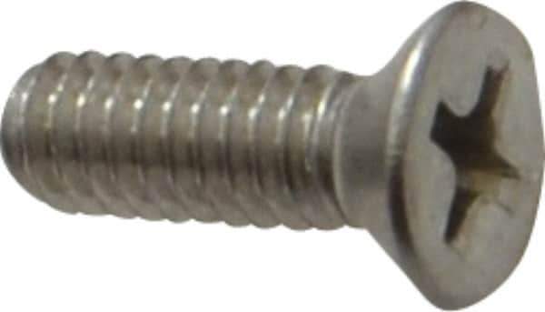 Value Collection - #8-32 UNC, 1/2" OAL Phillips Drive Machine Screw - Flat Head, Grade 18-8 Stainless Steel, Uncoated, Without Washer - Eagle Tool & Supply