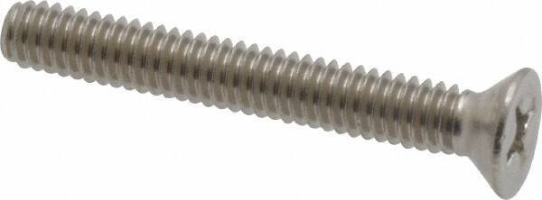Value Collection - #8-32 UNC, 1-1/4" OAL Phillips Drive Machine Screw - Flat Head, Grade 18-8 Stainless Steel, Uncoated, Without Washer - Eagle Tool & Supply