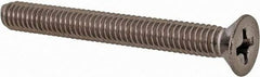 Value Collection - #8-32 UNC, 1-1/2" OAL Phillips Drive Machine Screw - Flat Head, Grade 18-8 Stainless Steel, Uncoated, Without Washer - Eagle Tool & Supply