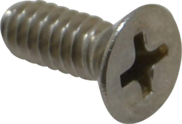 Value Collection - #10-24 UNC, 1/2" OAL Phillips Drive Machine Screw - Flat Head, Grade 18-8 Stainless Steel, Uncoated, Without Washer - Eagle Tool & Supply