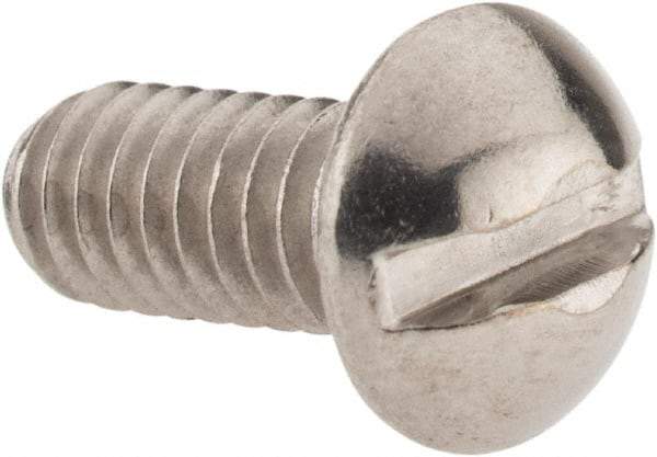 Value Collection - #12-24 UNC, 1/2" Length Under Head Slotted Drive Machine Screw - Round Head, Grade 18-8 Stainless Steel, Uncoated, Without Washer - Eagle Tool & Supply