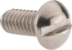 Value Collection - #12-24 UNC, 1/2" Length Under Head Slotted Drive Machine Screw - Round Head, Grade 18-8 Stainless Steel, Uncoated, Without Washer - Eagle Tool & Supply