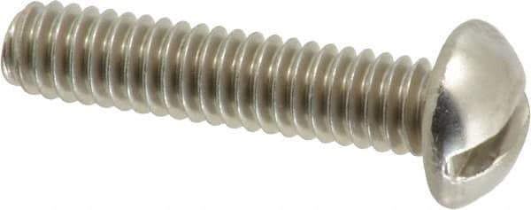 Value Collection - #12-24 UNC, 1" Length Under Head Slotted Drive Machine Screw - Round Head, Grade 18-8 Stainless Steel, Uncoated, Without Washer - Eagle Tool & Supply