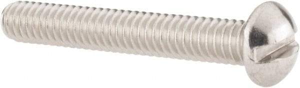 Value Collection - #12-24 UNC, 1-1/2" Length Under Head Slotted Drive Machine Screw - Round Head, Grade 18-8 Stainless Steel, Uncoated, Without Washer - Eagle Tool & Supply