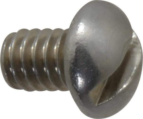 Value Collection - 1/4-20 UNC, 3/8" Length Under Head Slotted Drive Machine Screw - Round Head, Grade 18-8 Stainless Steel, Uncoated, Without Washer - Eagle Tool & Supply