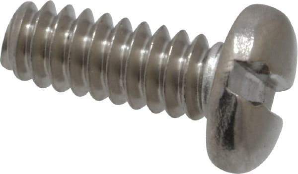 Value Collection - #6-32 UNC, 3/8" Length Under Head Slotted Drive Machine Screw - Pan Head, Grade 18-8 Stainless Steel, Uncoated, Without Washer - Eagle Tool & Supply