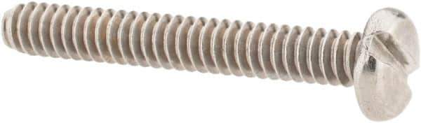 Value Collection - #6-32 UNC, 1" Length Under Head Slotted Drive Machine Screw - Pan Head, Grade 18-8 Stainless Steel, Uncoated, Without Washer - Eagle Tool & Supply