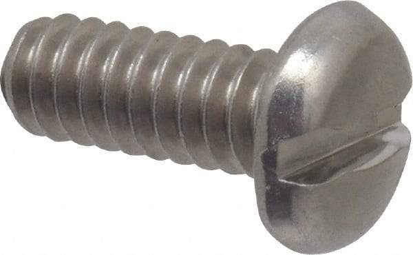 Value Collection - #10-24 UNC, 1/2" Length Under Head Slotted Drive Machine Screw - Pan Head, Grade 18-8 Stainless Steel, Uncoated, Without Washer - Eagle Tool & Supply