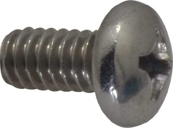 Value Collection - 1/4-20 UNC, 1/2" Length Under Head Phillips Drive Machine Screw - Pan Head, Grade 18-8 Stainless Steel, Uncoated, Without Washer - Eagle Tool & Supply