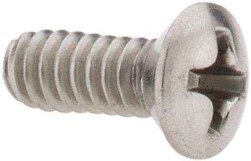 Value Collection - #6-32 UNC, 3/8" OAL Phillips Drive Machine Screw - Oval Head, Grade 18-8 Stainless Steel, Uncoated, Without Washer - Eagle Tool & Supply