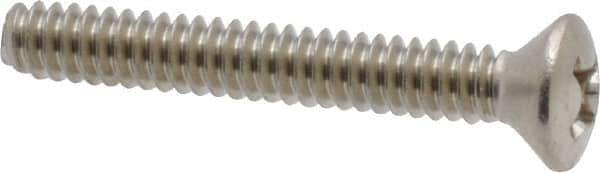 Value Collection - #6-32 UNC, 1" OAL Phillips Drive Machine Screw - Oval Head, Grade 18-8 Stainless Steel, Uncoated, Without Washer - Eagle Tool & Supply