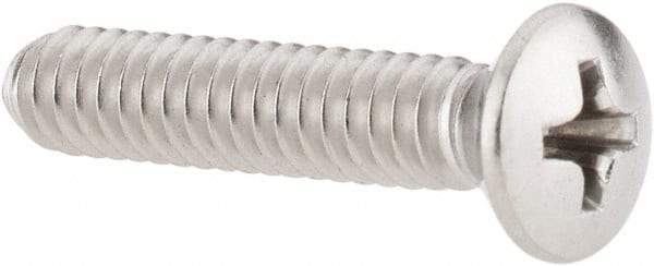 Value Collection - #10-24 UNC, 1" OAL Phillips Drive Machine Screw - Oval Head, Grade 18-8 Stainless Steel, Uncoated, Without Washer - Eagle Tool & Supply