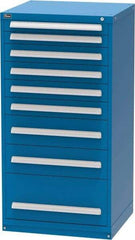 Vidmar - 9 Drawer, Modular Storage Cabinet - Steel, 30" Wide x 27-3/4" Deep x 59" High, Blue - Eagle Tool & Supply