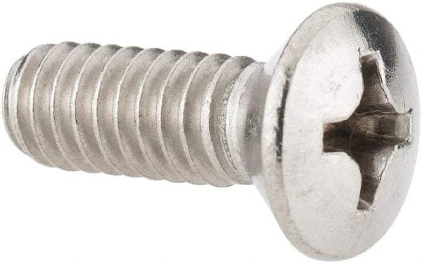 Value Collection - 1/4-20 UNC, 3/4" OAL Phillips Drive Machine Screw - Oval Head, Grade 18-8 Stainless Steel, Uncoated, Without Washer - Eagle Tool & Supply