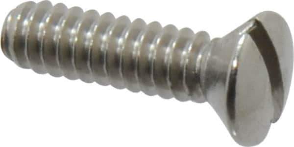 Value Collection - #6-32 UNC, 1/2" OAL Slotted Drive Machine Screw - Oval Head, Grade 18-8 Stainless Steel, Uncoated, Without Washer - Eagle Tool & Supply